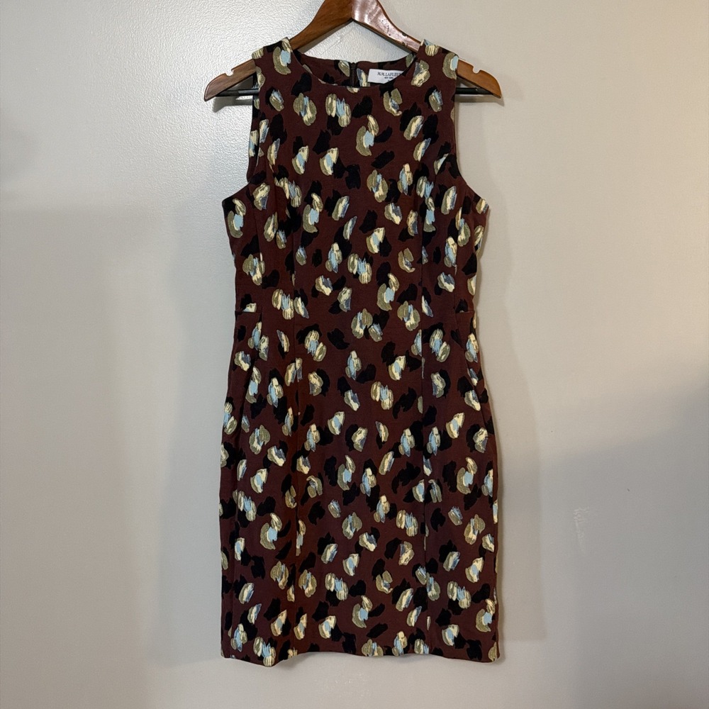 MM LaFleur Shirley Sheath Dress Brown Jacquard Sleeveless Size 10
